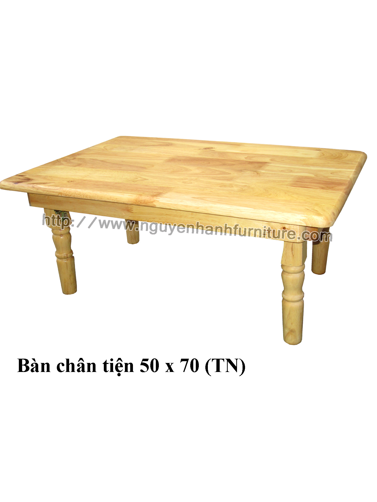 Name product: 5 x 7 Tea table with turnery legs (Natural) - Dimensions: 50 x 70 x 30 (H)  - Description: Wood natural rubber